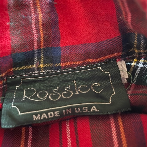 Vintage mockneck red plaid flannel double button blouse - Picture 2 of 7